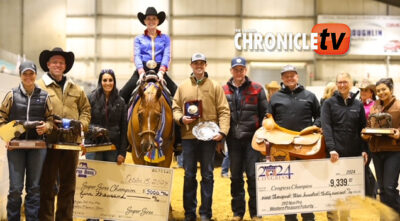 Hillary Timchak and Up To Know Good unanimous winners of Congress 3 YO Non Pro Western Pleasure Futurity